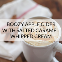 boozy maple apple cider with salted caramel whipped cream