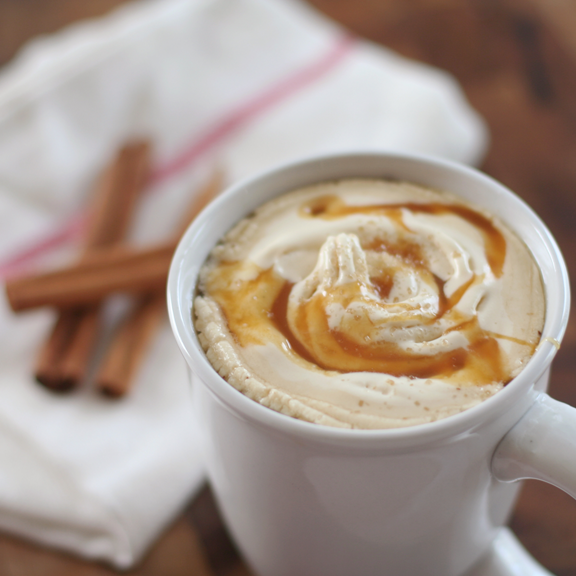 boozy maple apple cider with salted caramel whipped cream